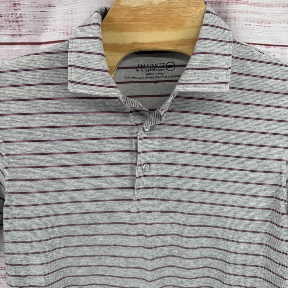 Jim Nantz by Vineyard Vines Polo Shirt Mens Medium Striped Pima Cotton Golf